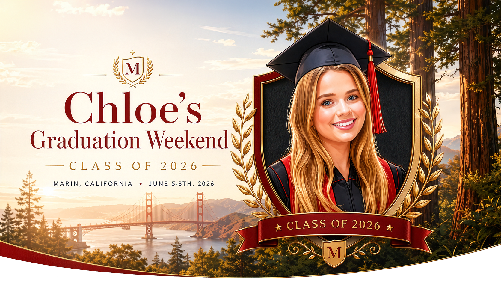 Chloe's Graduation Weekend · Class of 2026 · Marin, California · June 5-8th, 2026
